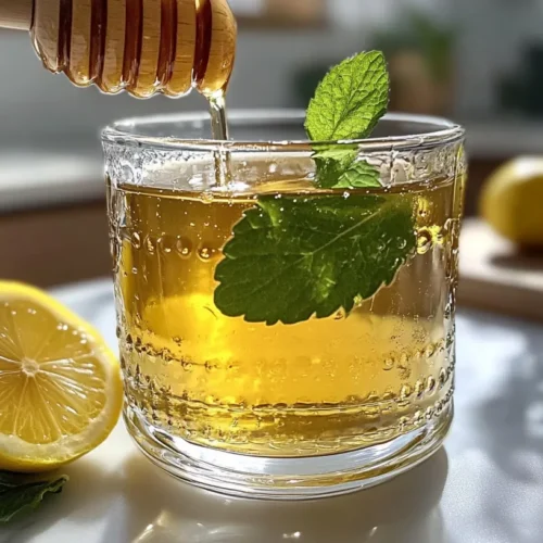lemon balm tea with fresh leaves and honey