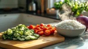 Prepare the Rice & Veggies