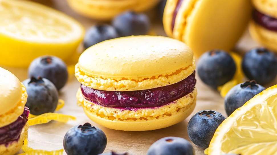 Lemon Blueberry Macarons